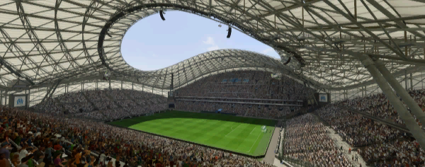 Orange Vélodrome stadium used by Olympique de Marseille in FC 26 Career Mode